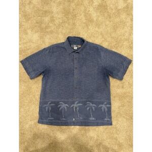 Quicksilver Edition Mens Medium Shirt Blue Hawaiian Button short sleeve Collar